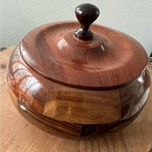 Multiple types of woods Wooden Lidded Trinket Bowl